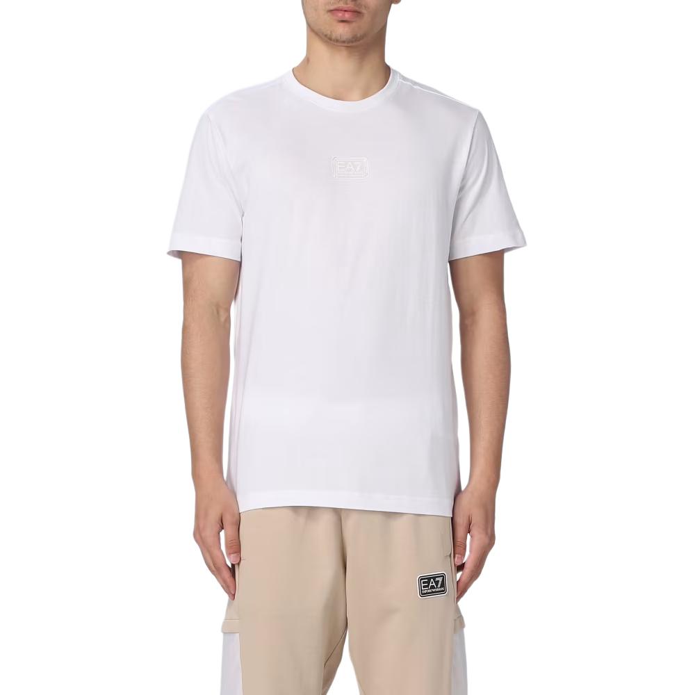

Emporio Armani EA7 Logo Print Crew Neck Fitted Short Sleeve T-Shirt Men tops White 3RPT05-PJ02Z-23S-1100 XL