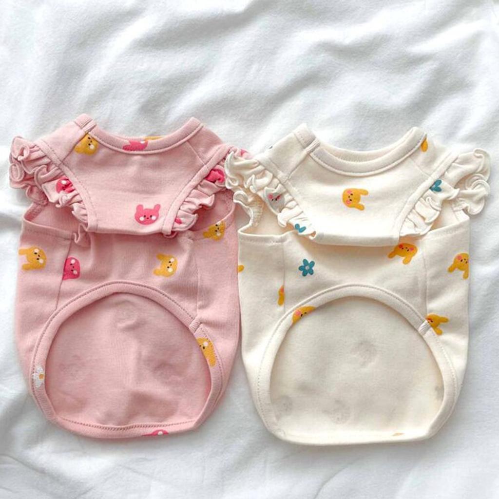 Two Legs Pet Shirt Small Breed Puppy Kitten Fall Rabbits Flowers Bear Embroidery Bodysuit Pet Tank Top Small Medium Dog Cat