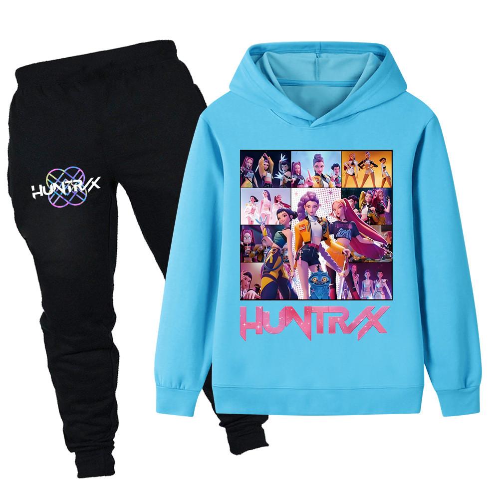 PB1250 Kinder Jungen Mädchen Kpop Mira Zoey Rumi Druck Langarm Kapuzenpullover Hose Hose Kleidung Sets