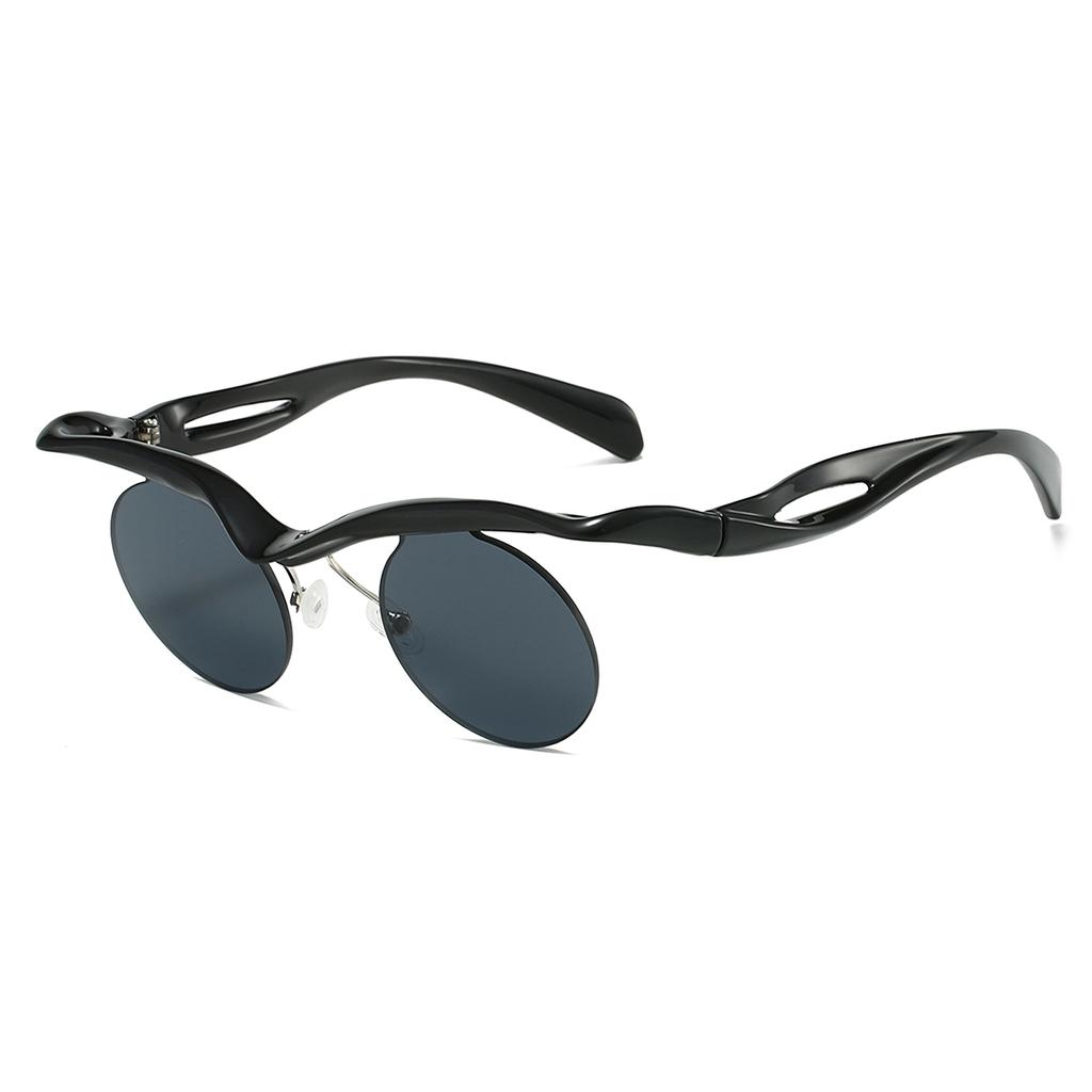 Semi-rimless Round Sunglasses  New Fashion Casual Shades Women Ins Trendy Brand Design Stylish Outdoor Sun Glasses