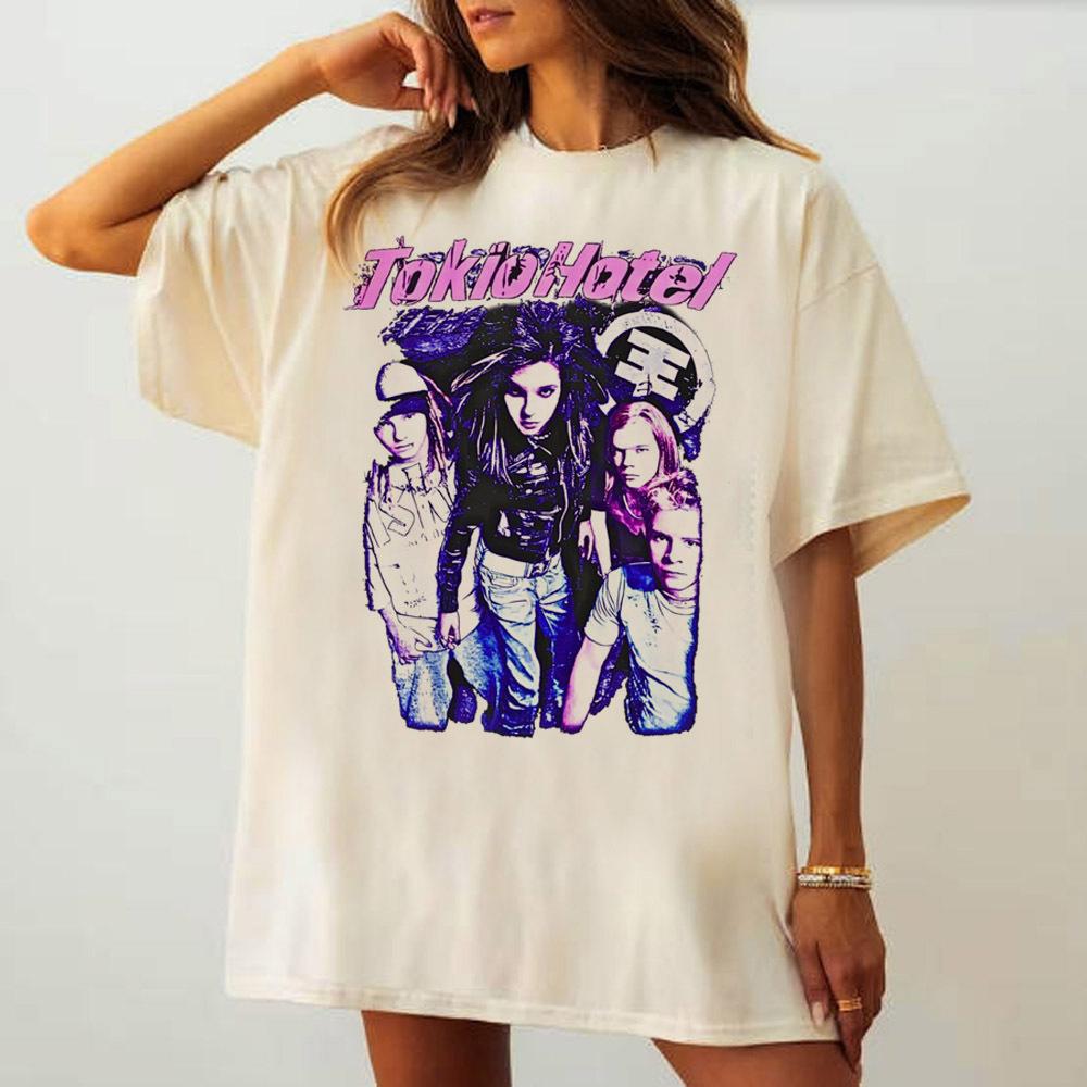 

Tokio Hotel Shirt Women Punk Classic Vintage Digital Gothic Grunge Top Tees Grunge Retro Breathable Classic 2000s Hip Hop Tops 4XL