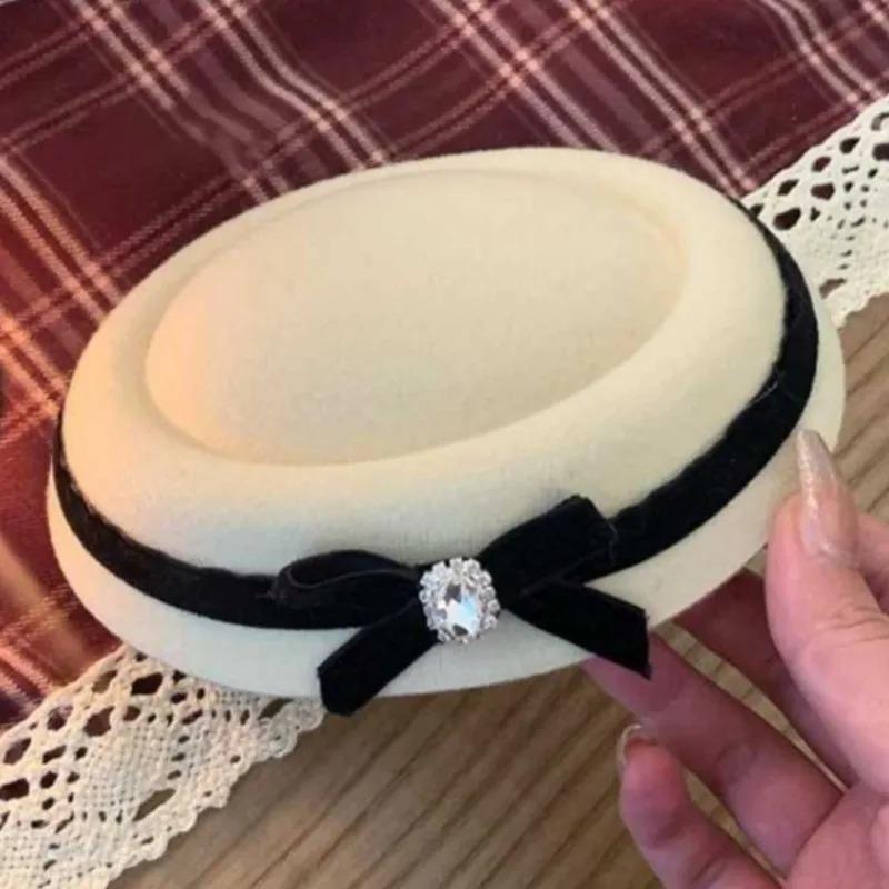 2026 New Bow Top Hat Hair Clip Sailor Hat Headpiece French British Style Girl JK Dome Beret Headpiece Hair Clip