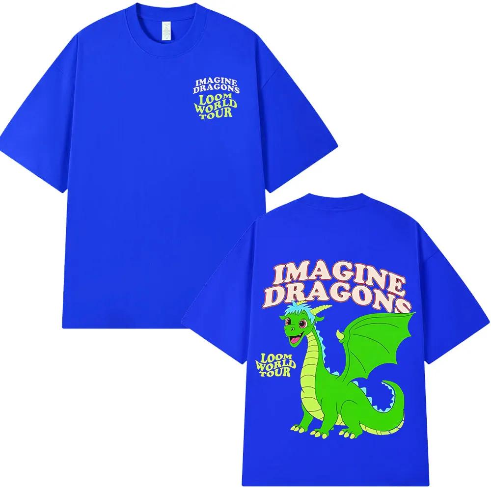 Summer Adult Imagine Dragons Loom World Tour Rock Band Tshirt Cartoon Dragon High Quality 100 Cotton Mens Women Shortsleeved