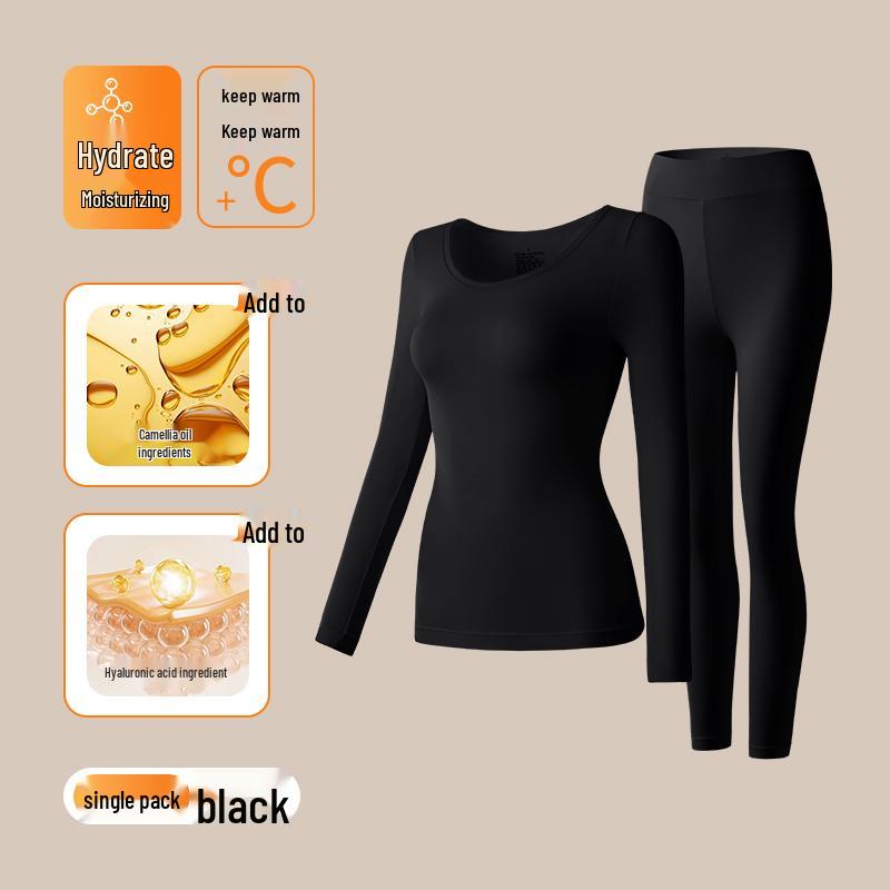 Plus Size 200 Jin Warm Top and Long Johns Set with Hyaluronic Acid for Women