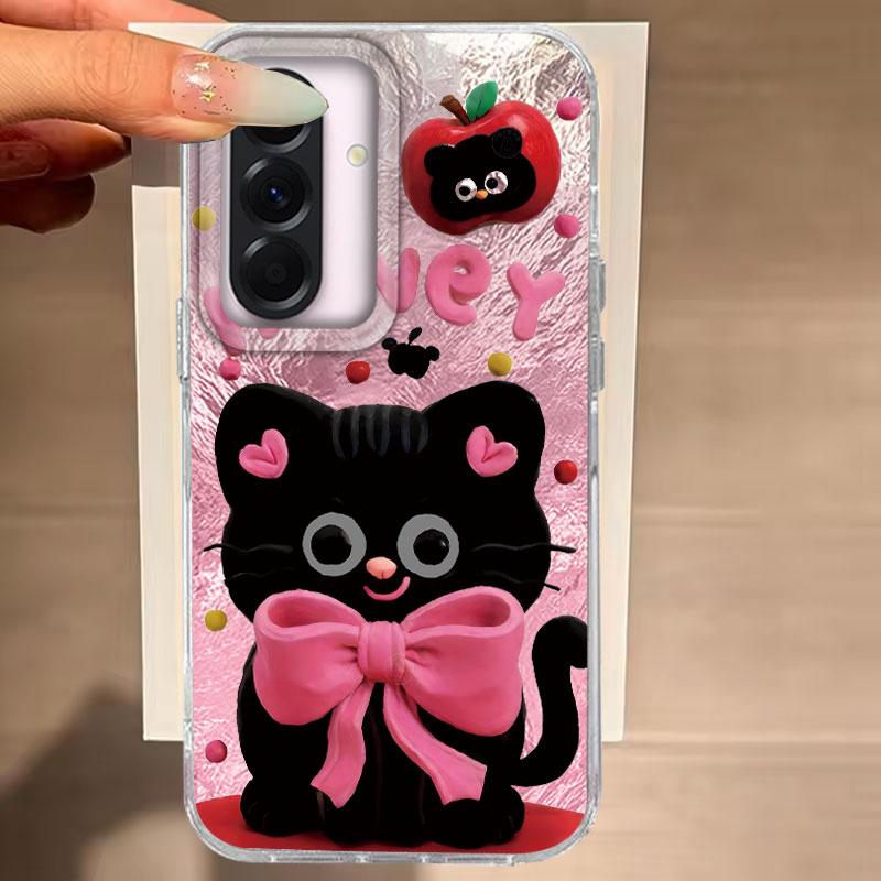 

Чехол для Samsung Galaxy A56 A36 A16 A25 A35 A26 S25 S24 Plus Ultra FE 5G Чехол для телефона Розовый Мультяшный Буква Кот Для Samsung A55 Сумка Samsung S25 Plus белый