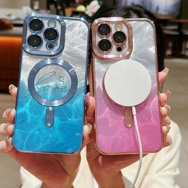 

Градиентный блестящий беспроводной зарядный магнитный чехол для телефона iPhone 16 Pro Max 15 Pro 14 13 12 11 для Magsafe противоударный защитный прозрачный чехол с покрытием iPhone 15 чёрный