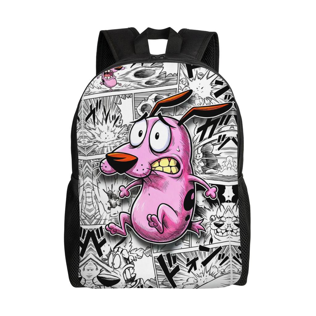 Cowardlyes Dogs Anime Backpack for Men Women School College Students Bookbag Fits 15 Inch Laptop Comedy Horror Bags