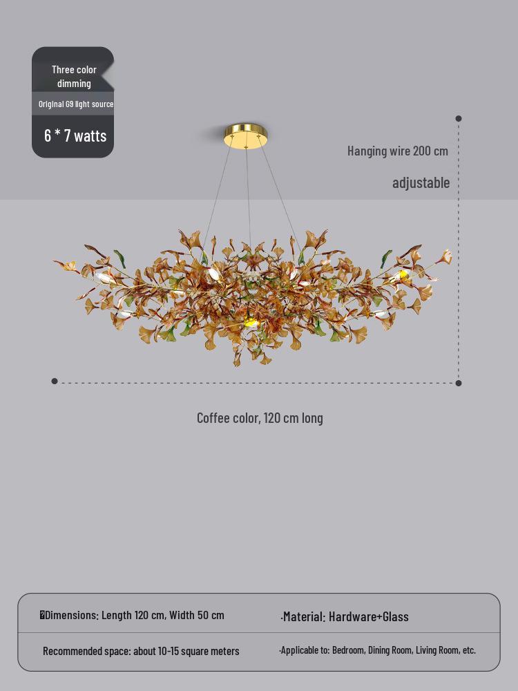 Modern Ginkgo Leaf Pendant Light for Living Room, Staircase, and Dining Area