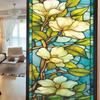 Colorful Retro Floral & Bird Static Cling Window Film - No Glue, Removable