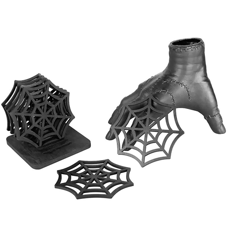 1/6pcs Halloween Coaster Halloween Table Decor Spider Web Coasters Festive Halloween Table Placemats For Home Decoration