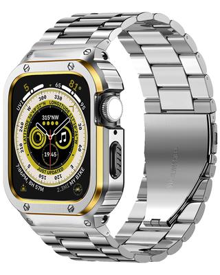 Stainless Steel Strap+Case For Apple Watch Ultra Band 49mm 45mm 44mm Bumper Frame Cover Accessories Iwatch Series 7 4 5 SE 6 8