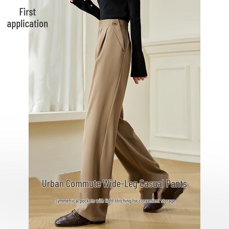 Women's High-Waist Pocket Wide-Leg Casual Pants