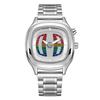 Y2K Digital Watch Men Sports Steel Band Dual Display Vintage Millennium Square Wristwatch
