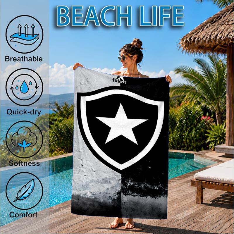 Botafogo Pride Emblem Printed Microfiber Beach Towel, Soft And Absorbent, Quick-Dry, Ideal for Summer Travel, Beach Essential, Swimming Pool