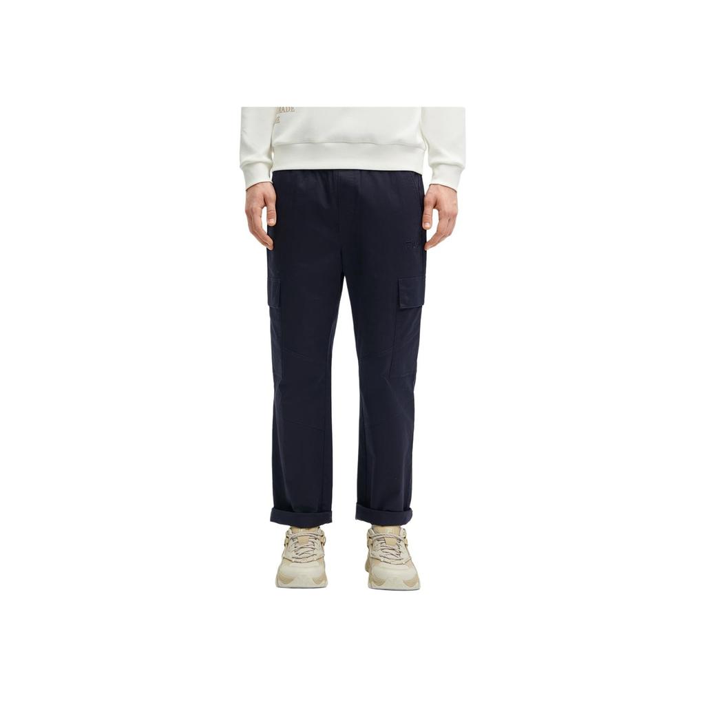 FILA Solid Woven Straight Leg Casual Pants Men bottoms Dark-Blue F11M419802F-NV
