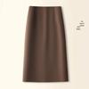 2025 Wool High-Waisted Black Slit Mid-Length Skirt - Autumn/Winter Slimming Style