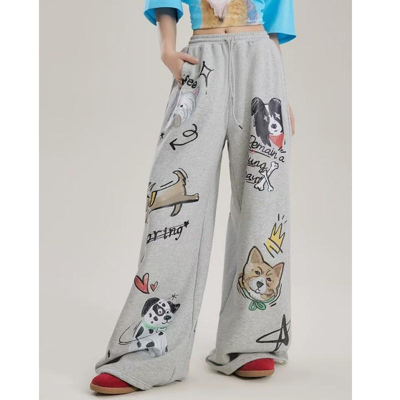 Women's Trendy Loose Fit Hip Hop Sweatpants with Personality Print - Street Dance, Jazz, and Hiphop Style