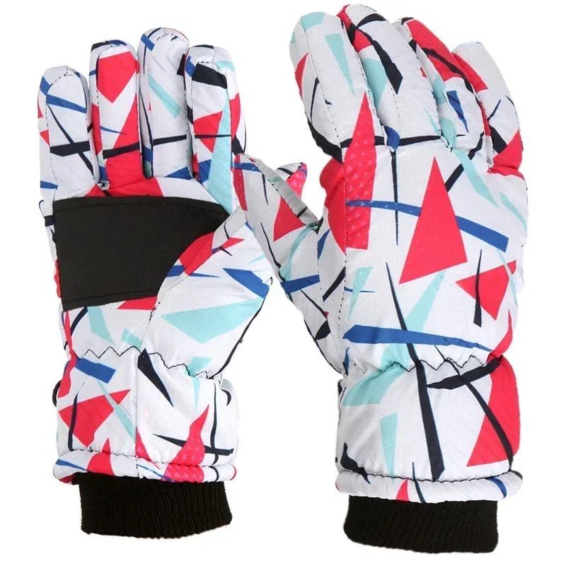 Children Thermal Ski Gloves Winter Outdoor Waterproof Windproof Fleece Child's Warm Snowboard Gloves for Skiing Riding.