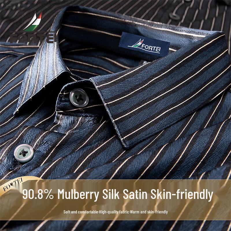 Futting Men s Luxury Silk Blend Long-Sleeve Business Shirt 50