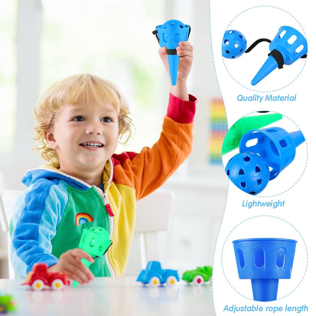 Catch a Ball Set Toy Throw and Catch Ball Cup Game Hand Eye Coordination Training Launcher Baskets Kid Outdoor Indoor Sport Toy