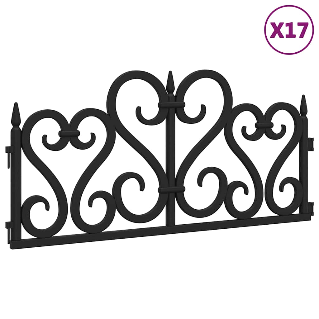 Rasenkanten 17 Stück Schwarz 10 m PP