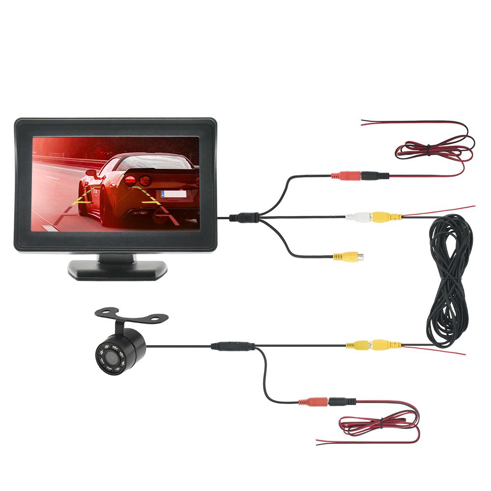 Parking Backup Car Rear View Camera Screen with Monitor Vehicle 9-36V LED HD Reversing with Screen 4.3 Inch