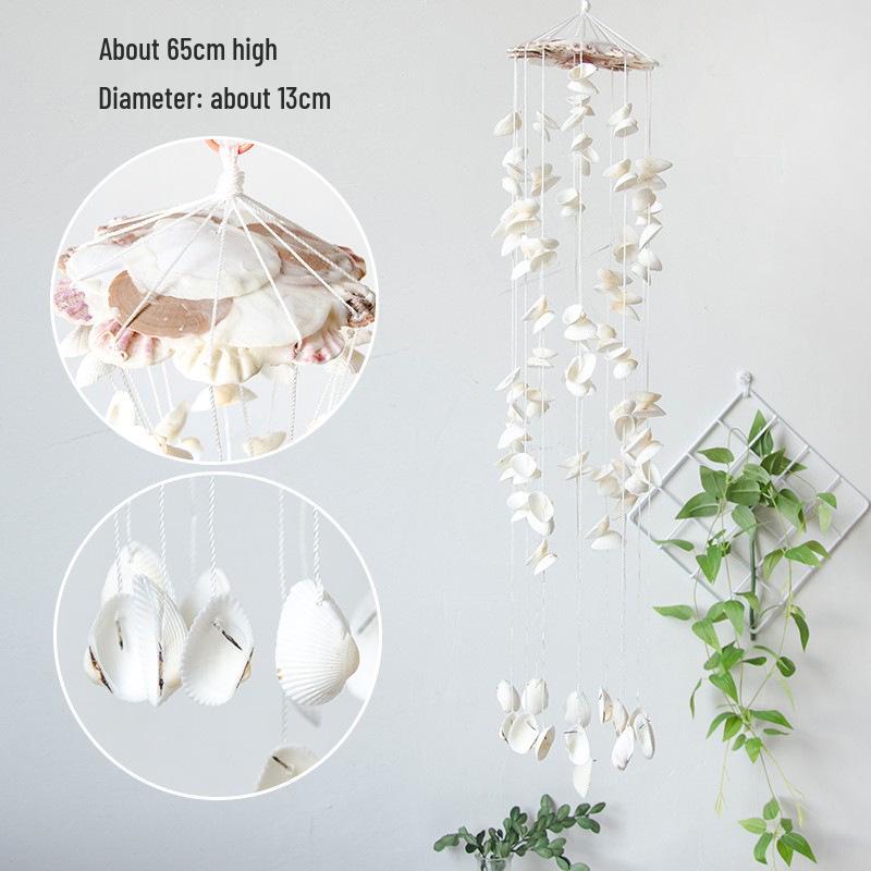 Japanese Handmade Seashell Wind Chime: 19-Line Ornament for Kids' Room, Balcony, Holiday Gifts, or Door Decor.