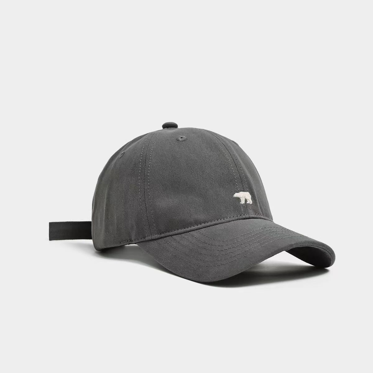 

Versatile Big Brim Polar Bear Embroidered Cap Wide Brim Show Face Small Baseball Hat Big Head Circumference Fashion Baseball Cap One Size