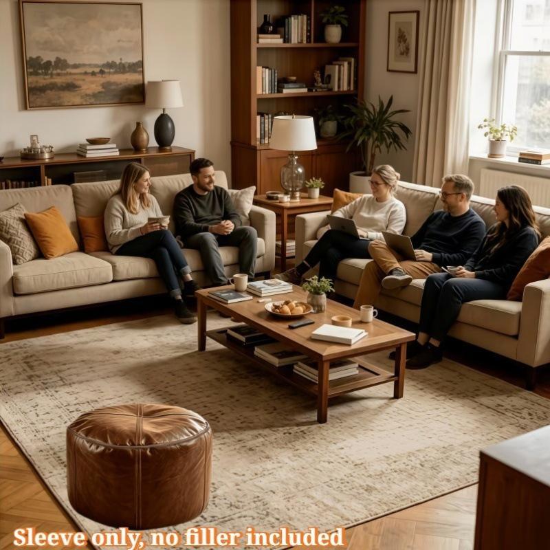 Non Slip Round Lazy Sofa Cover Fillable Large Capacity Storage Bag Pouf Seat For Home Living Room Decoration