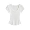 Summer Women's European & American Style Sexy U-Neck Slim Fit Short Sleeve T-Shirt