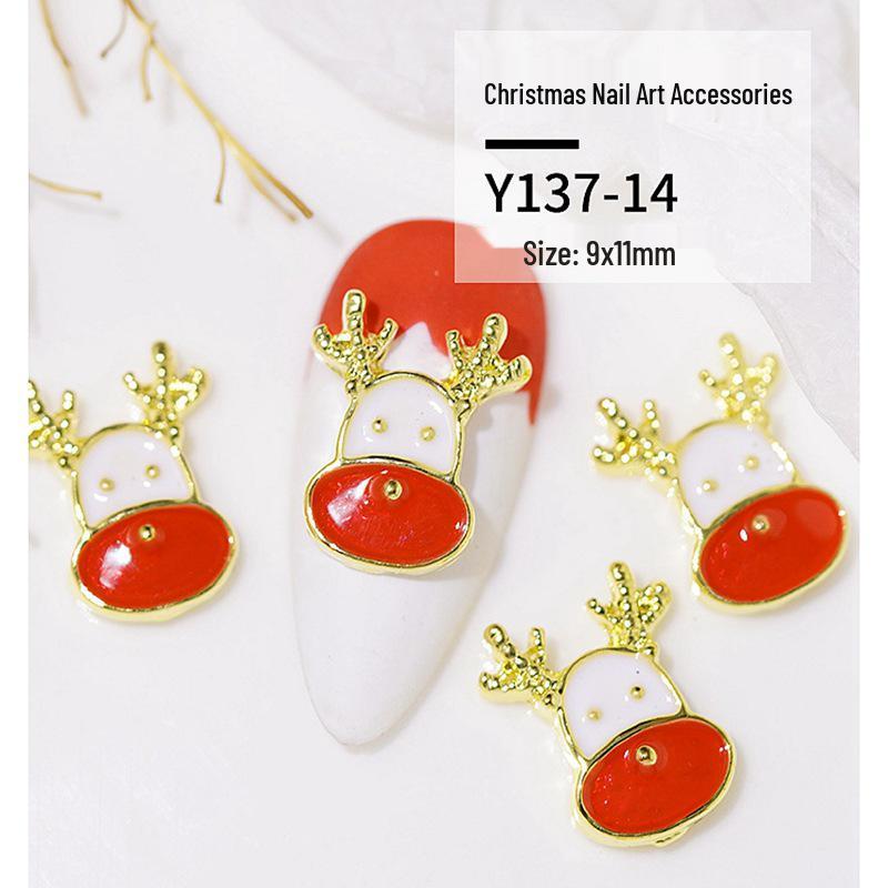 Christmas Alloy Nail Art Decor: Cartoon Santa, Bells, Reindeer, Snowflakes & Rhinestone Accessories