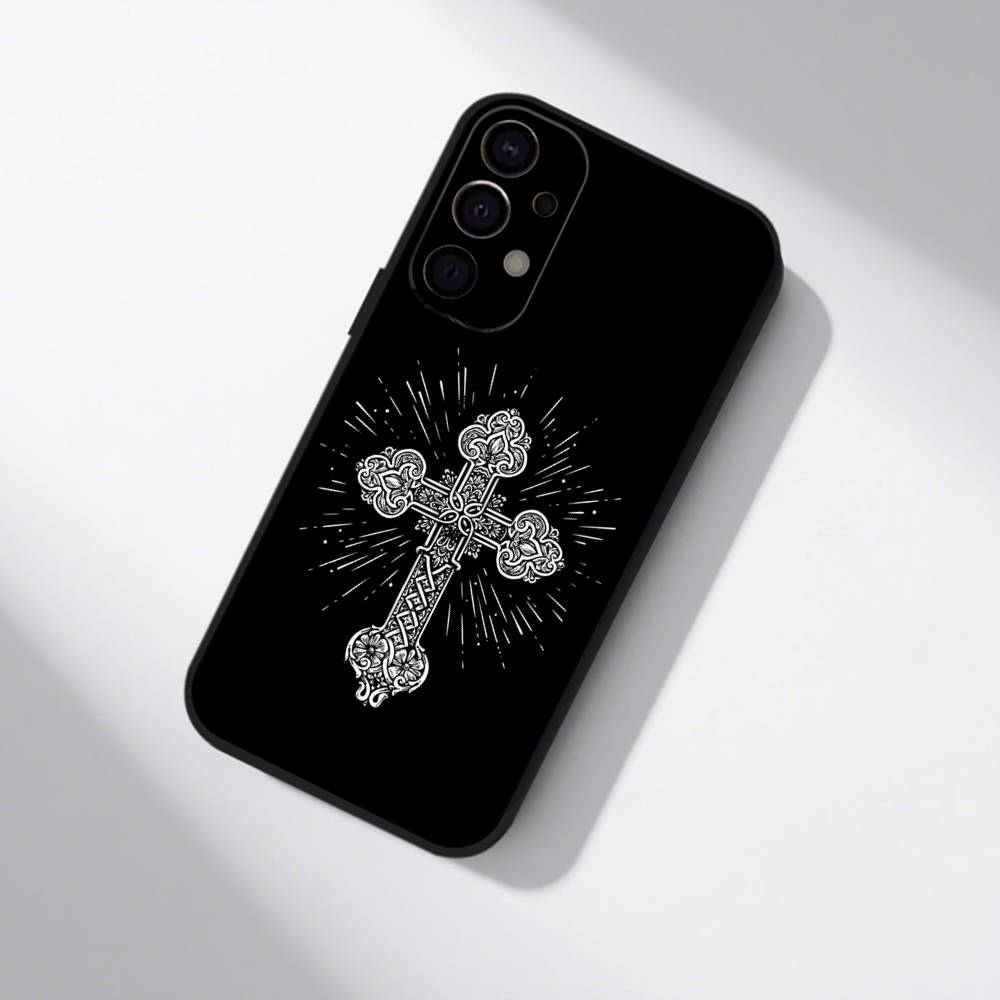 

Іконка Православного Хреста Чохол для Телефону Для Samsung S25,S24,S21,S22,S23,S30,Ultra,S20,Plus,Fe,Lite,5G Чорна Кришка Samsung S25Plus