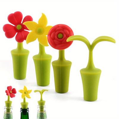 3PCS Silicone Red Wine Bottle Stopper Creative Red Wine Stopper Flower Silicone Wine Stopper