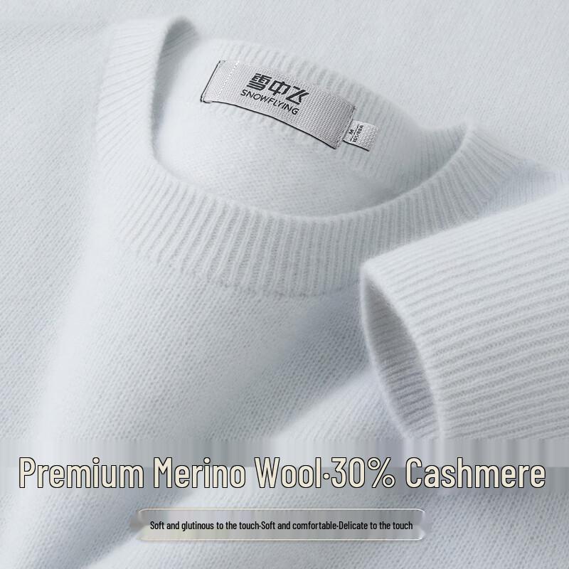 SNOWFLYING Women's 30% Cashmere & Merino Wool Round Neck Sweater