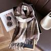 New imitation cashmere rainbow plaid warm shawl scarf unisex autumn and winter fashion versatile fringed scarf