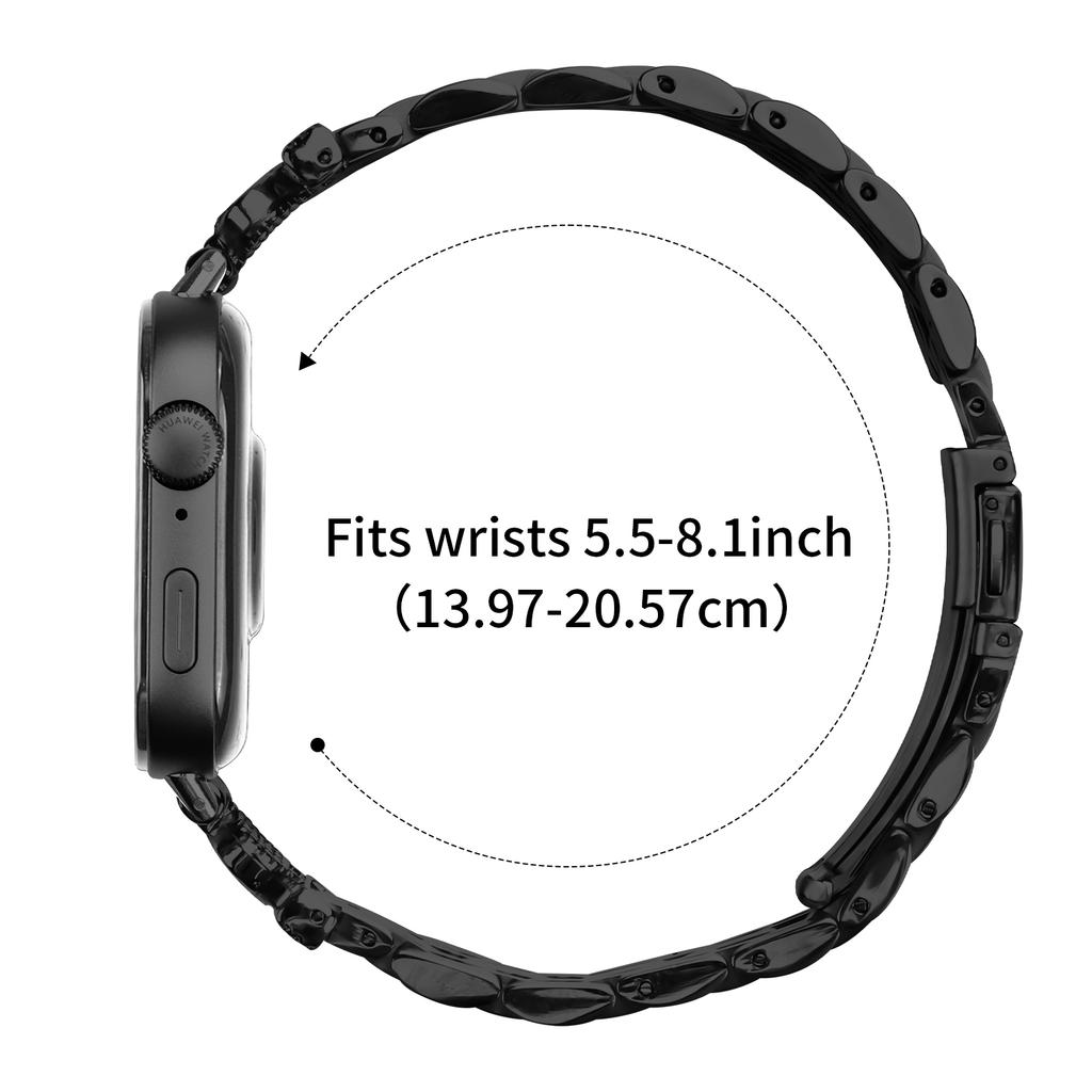 For Huawei Watch Fit 3 Watch Band 7-Bead Rhinestone Crown Stainless Steel Strap