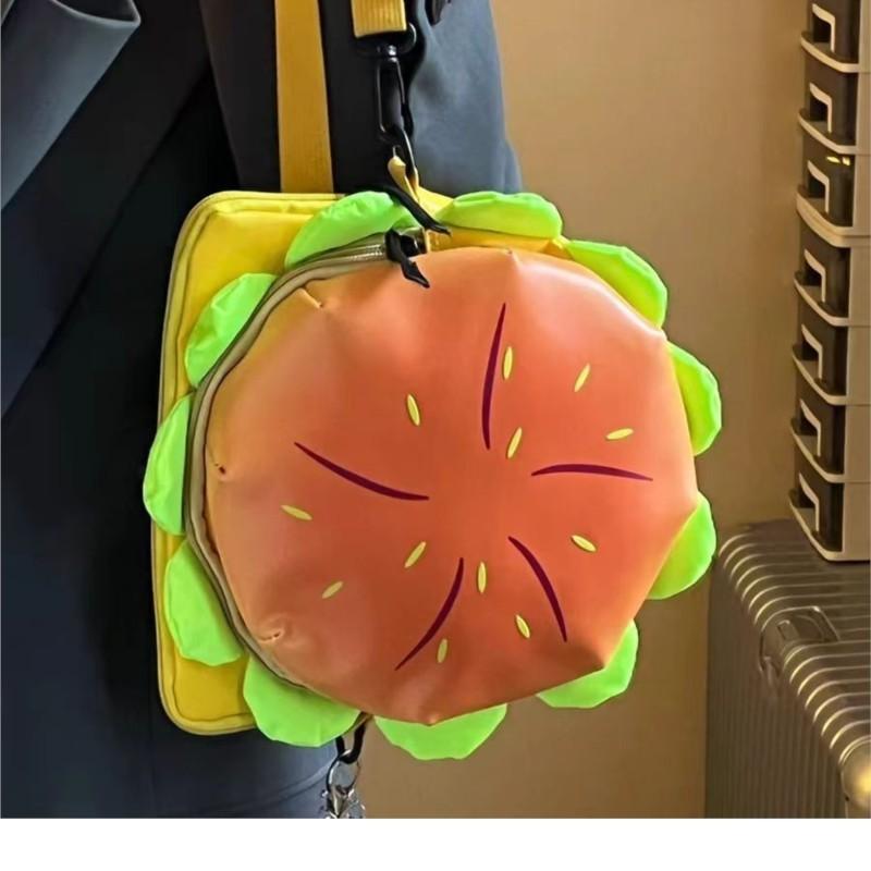 JIAERDI Cartoon Cheeseburger 3D Crossbody Bag Women Girls Cute Versatile Large Capacity Shoulder Purse Ladies Whimsical Handbag