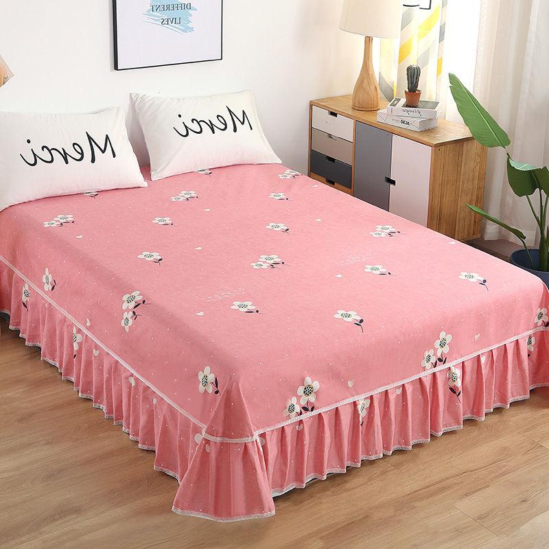 Floral Bed Flat Sheets Four Seasons Polyester Bedspread Dust-proof Household Soft Bedding Bedcloth Princess Single Double Sheet