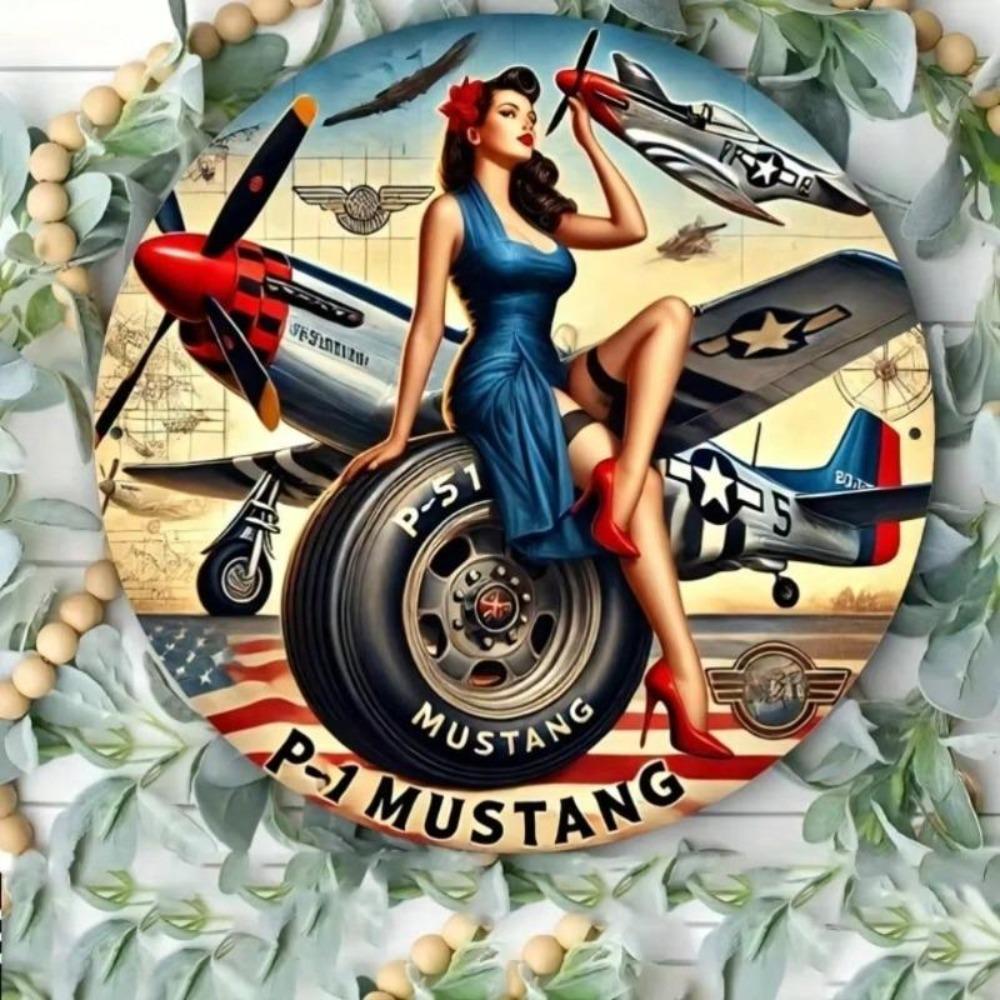 P-51 Mustang Wandkunst Metall Dekor für Zuhause Bar Garage Raum Dekor Schild