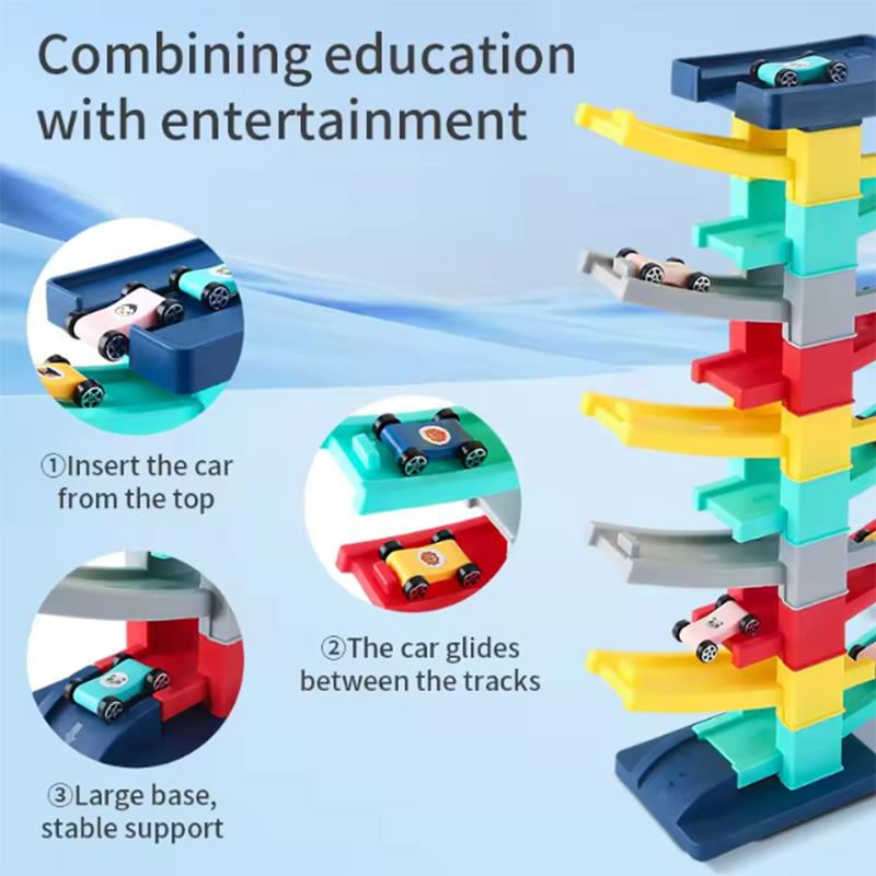 Children'S Cartoon Fun Sliding Mini Inertia Car Early Education Multi-Layer Color Track Puzzle Desktop Toy