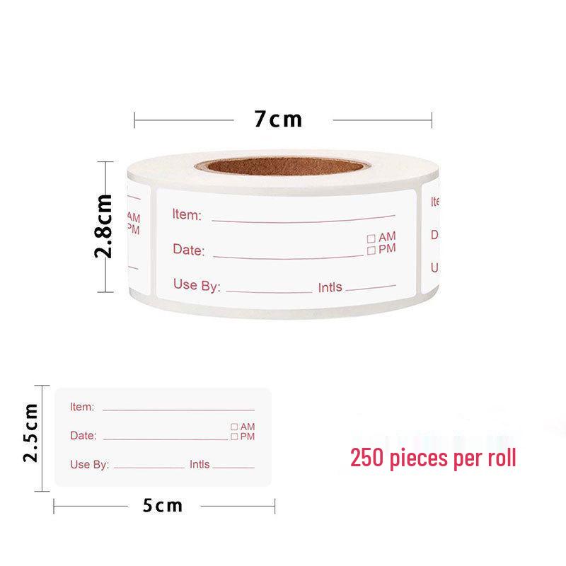 Rotating Self-Adhesive Kitchen Food Label Stickers, 2.5×5cm, 250/Roll Refrigerator Labels