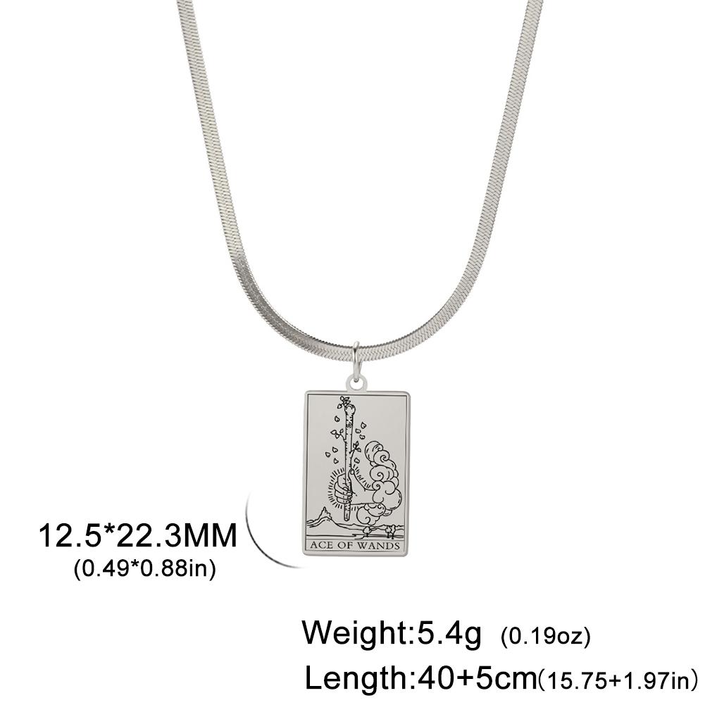 LIKGREAT Astrology Amulet Stainless Steel Snake Chain Wands Tarot Necklace Vintage Wands Minor Arcana Tarot Cards Jewelry