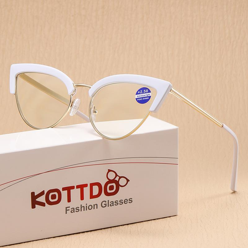 Cat Eye Reading Glasses Women High Definition Metal Frame Anti Blue Light Eyewear Presbyopia Hyperopia Eyeglasses +1.0 +1.5 +2.0