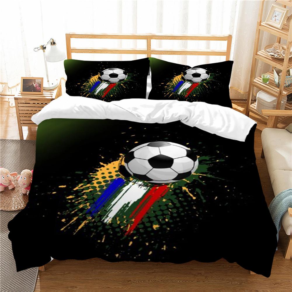 Bed Set Football Quilt Cover 3D Printing Beding Cover Suit Soccer Home Bedclothes with Pillowcase Soft Duvet Cover