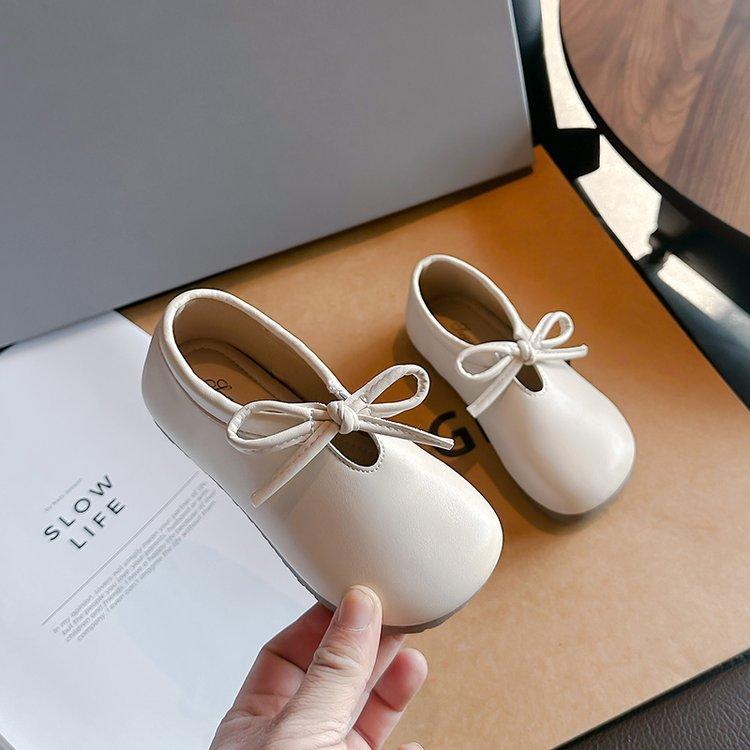 Girls' foreign style small leather shoes 2025 spring new children's girls princess shoes baby bow Mary Jane single shoes