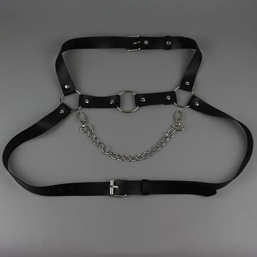 PU Leather Body Corset Straps Punk Body Harness Clothing Accessories Simple Harness Waist Belt  Man