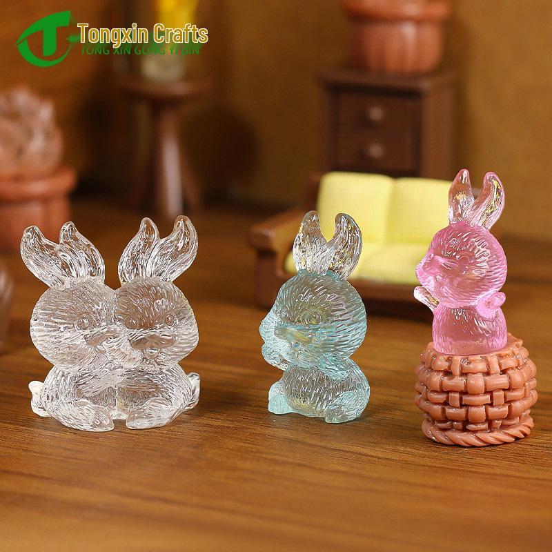 Creative Resin Rabbit Ornament Gem Toy for Children's First Birthday Party Favors