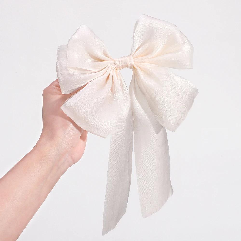 1PCS Blue Pink Big Bow Ribbon Hair Clip Girls Elegant Simple Spring Summer Hair Clip Pins Retro Headband Clips Hair Accessories