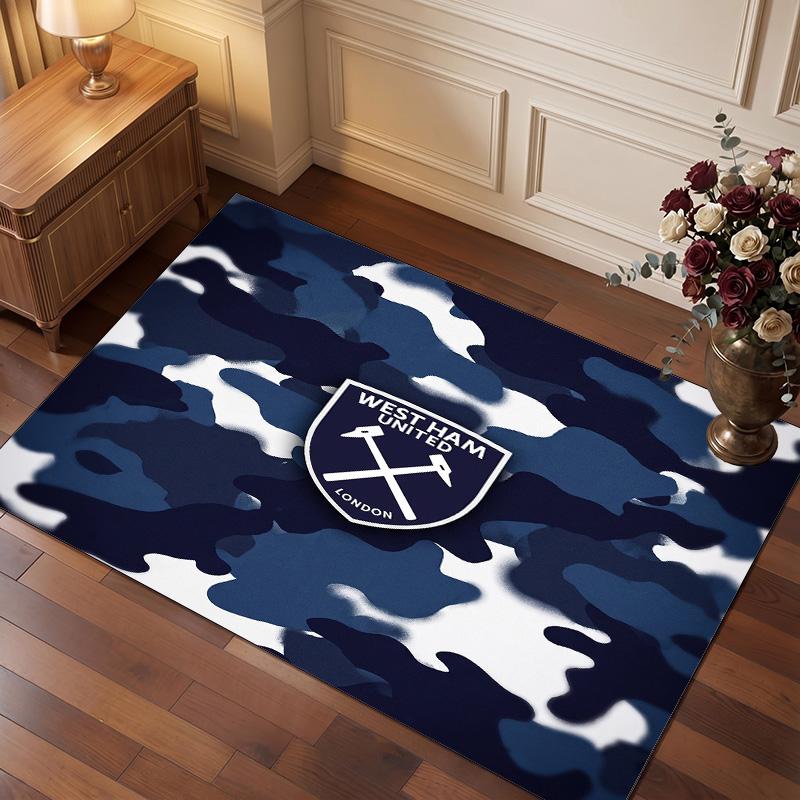 Tappeto in Velluto di Cristallo con Stampa del West Ham United Football, Comodo Assorbente d'Acqua Antiscivolo Tappeto per Pavimenti Interni