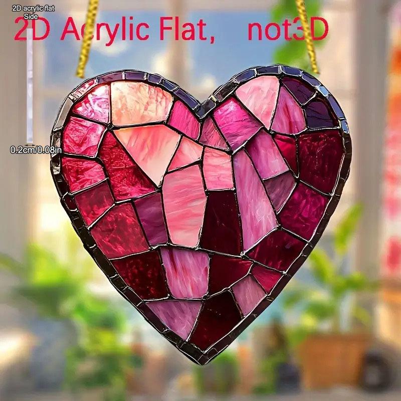 Romantic Pink Heart Sun Catcher - Perfect for All Seasons, Ideal Valentine'S Day, Ramadan, Easter Party Decorations, No Power Needed, Four Seasons
